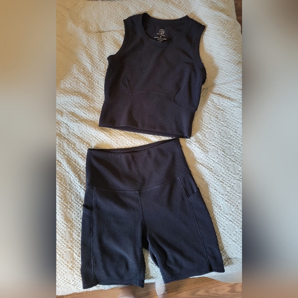 Black Top and Shorts Set